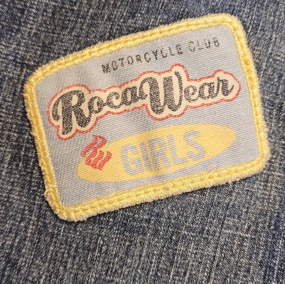 Rocawear Girls Cropped, Studs & Patches Motorcycle Jean Jacket - Picture 10 of 15
